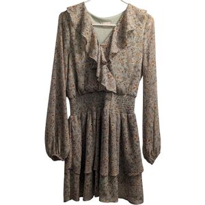 Altar'd State Mint Green Floral Sheer Long Sleeve Short Dress M